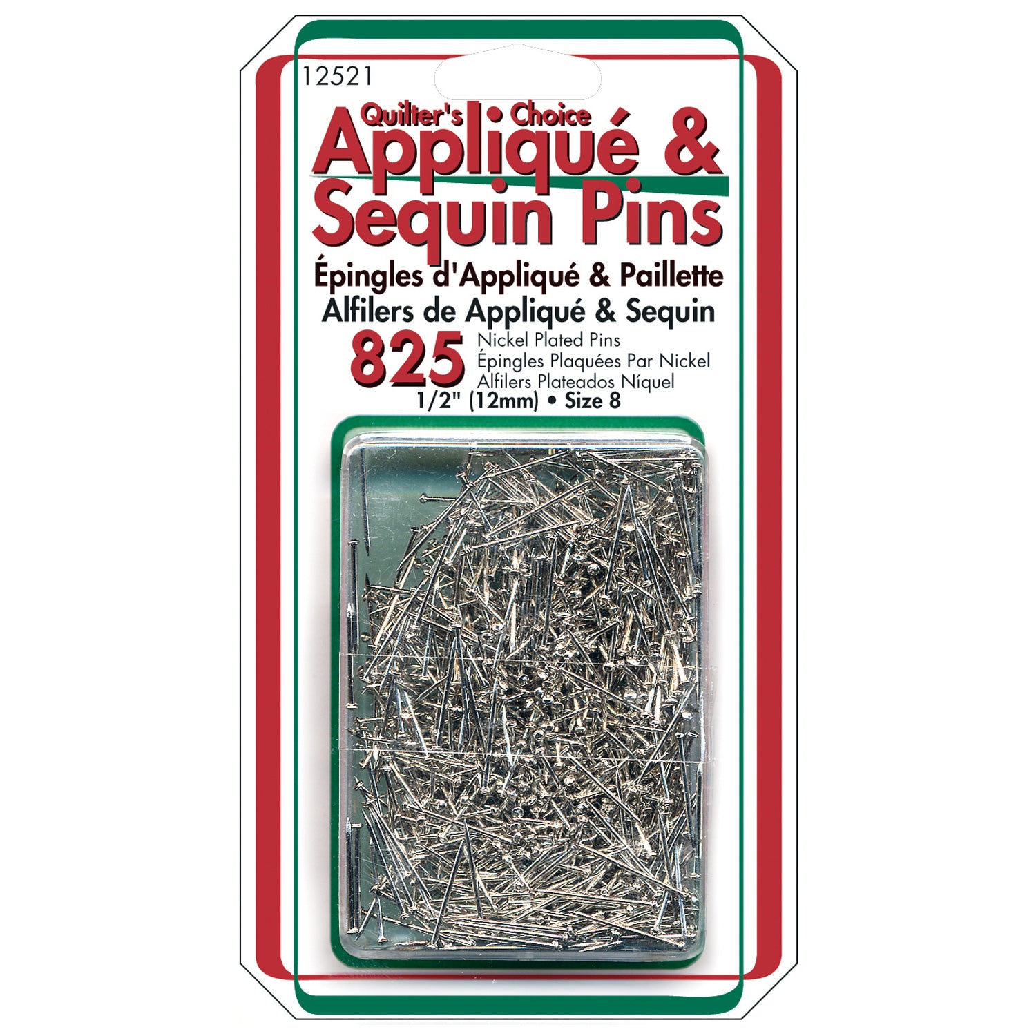 Appliqué & Sequin Pins - Size 8 - 1/2"
