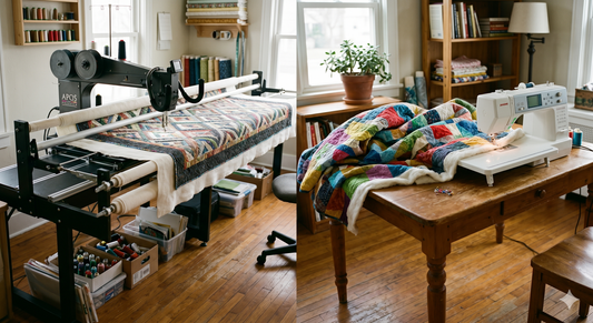 Kitchen Table or Long Arm Machine? Whichever works can help your quilts big time.