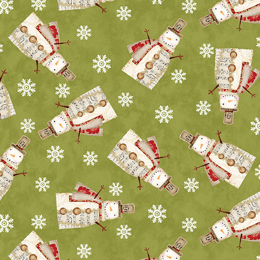 White Christmas - Musical Snowman - Green