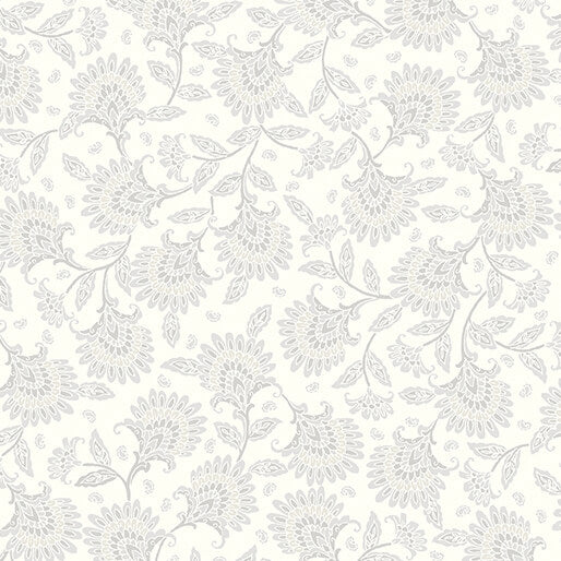 Whimsy Floral 108" - White/Grey