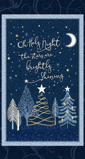 Christmas Shimmer - Oh Holy Night Panel - Navy