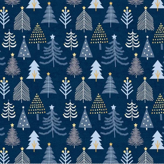 Christmas Shimmer - Tiny Trees - Navy