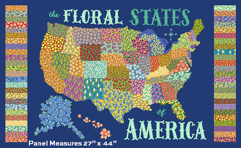 Floral States of America - Floral States US Map 27" Panel