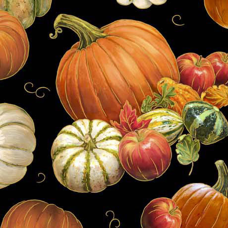 Autumn Forest - Pumpkins and Gourds - Black