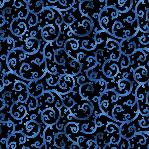 Christmas Spirit - Scrolling Splendor - Blue Black