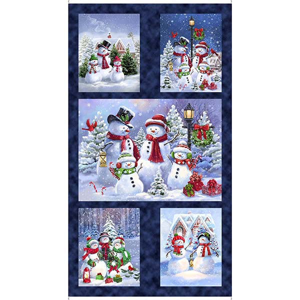 Snowman Holiday - Snowman Picture Patch - Navy 24” Panel