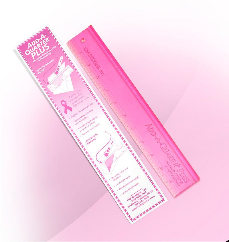 Add A Quarter Ruler 1 1/2in x 12in (Pink For Breast Cancer Awareness)
