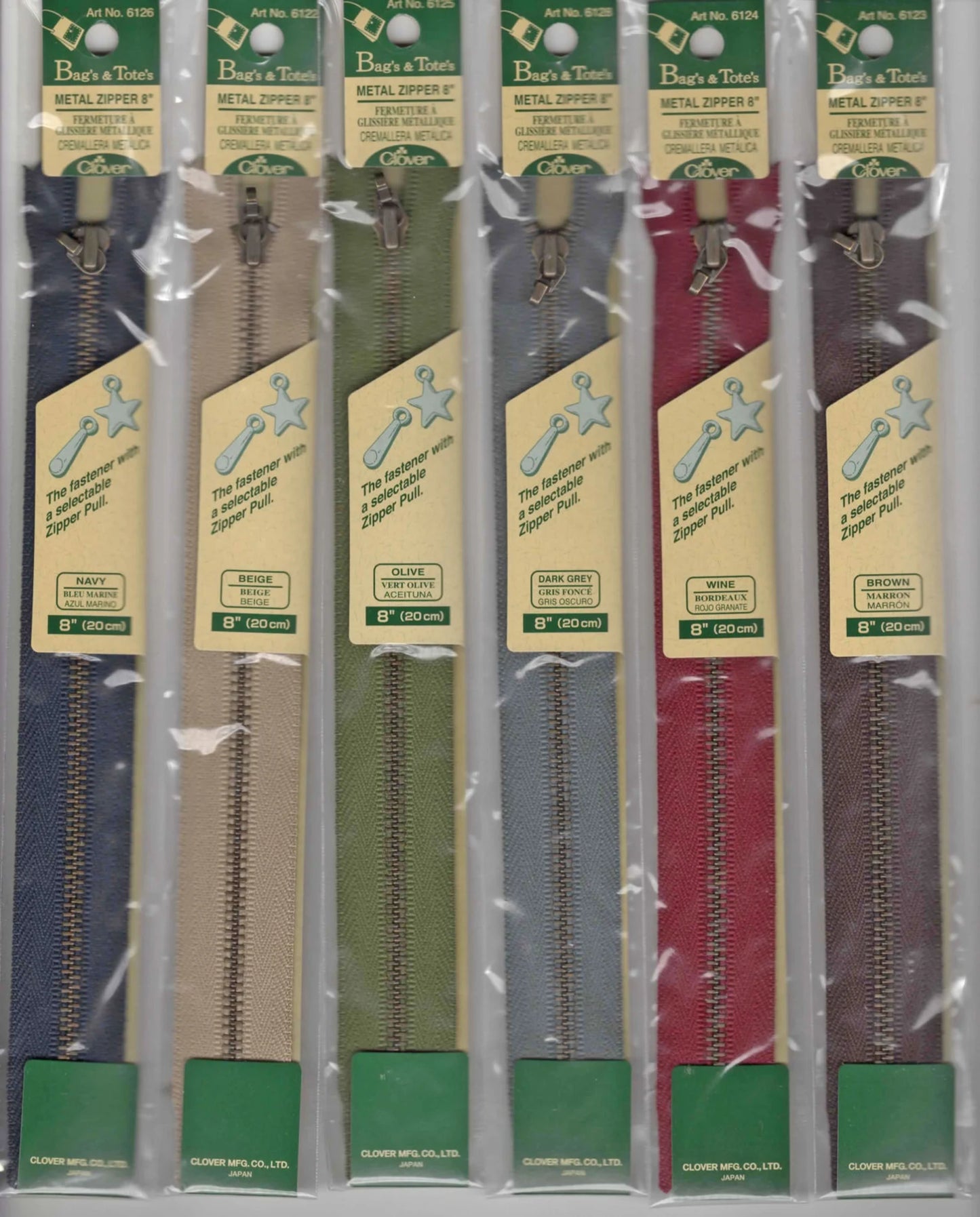 Metal Zippers - 8" by Clover - Bag's & Tote's