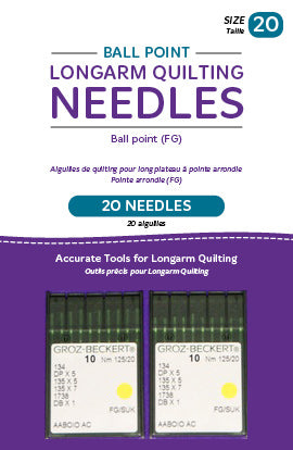Longarm Quilting Needles - Ball Point - Size 20 - 2 Pack
